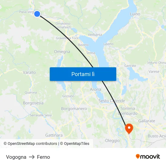 Vogogna to Ferno map