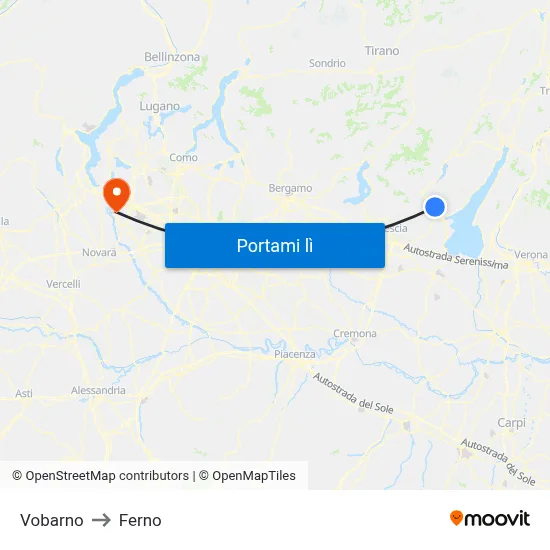 Vobarno to Ferno map