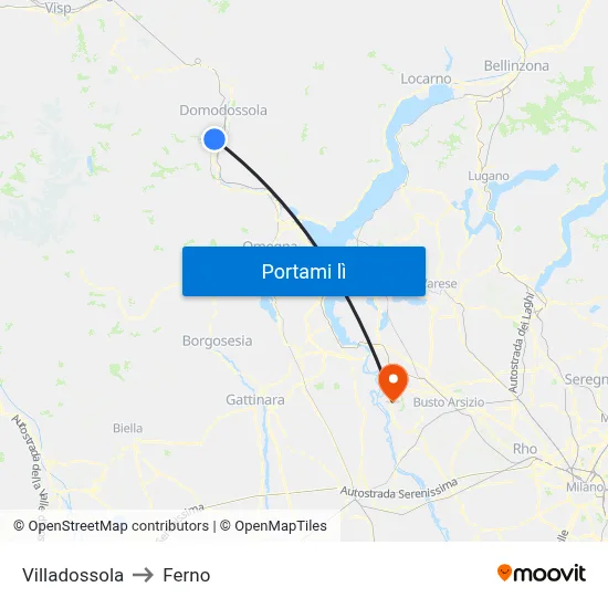 Villadossola to Ferno map