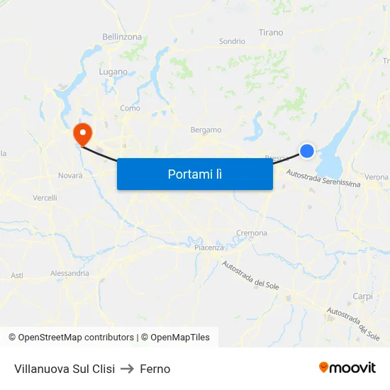 Villanuova Sul Clisi to Ferno map