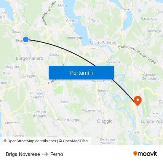 Briga Novarese to Ferno map
