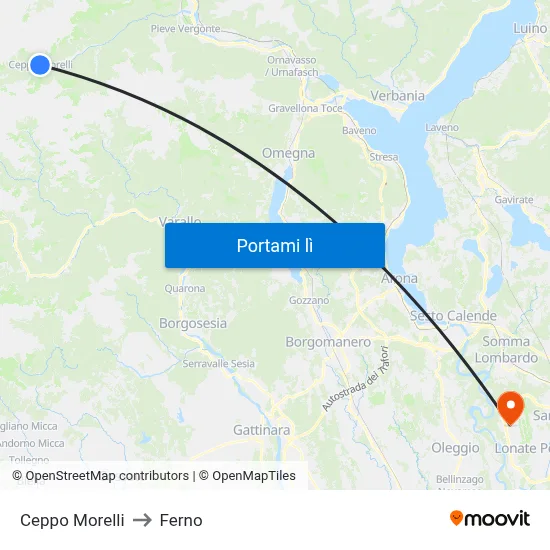 Ceppo Morelli to Ferno map