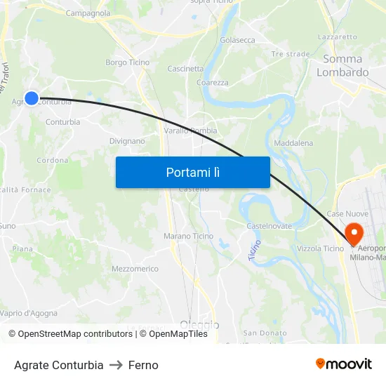 Agrate Conturbia to Ferno map