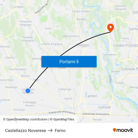 Castellazzo Novarese to Ferno map