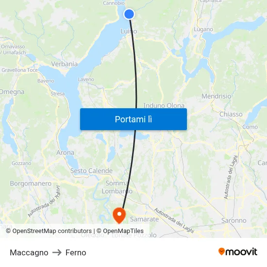 Maccagno to Ferno map