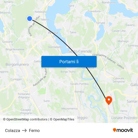 Colazza to Ferno map