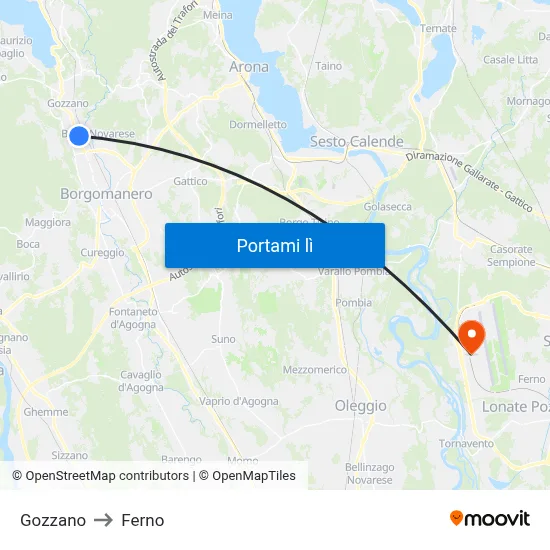Gozzano to Ferno map