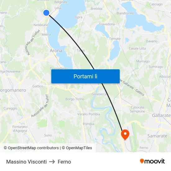 Massino Visconti to Ferno map