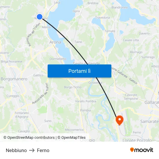 Nebbiuno to Ferno map