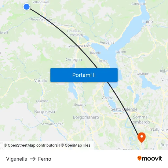 Viganella to Ferno map