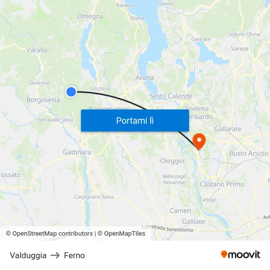Valduggia to Ferno map