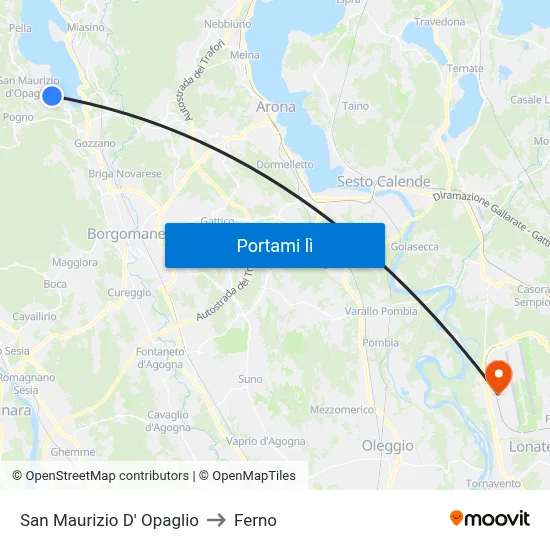 San Maurizio D' Opaglio to Ferno map