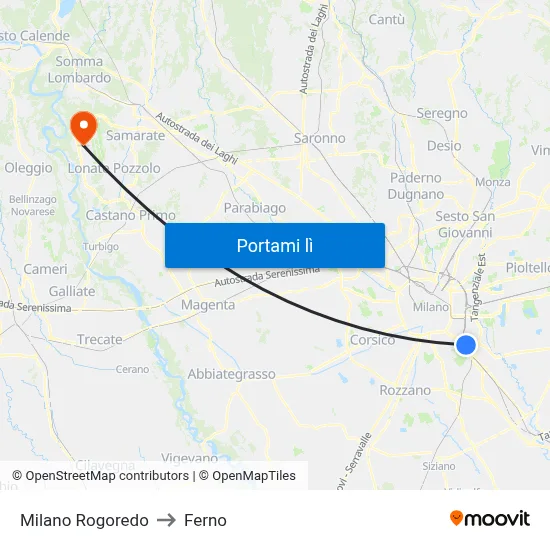 Milano Rogoredo to Ferno map