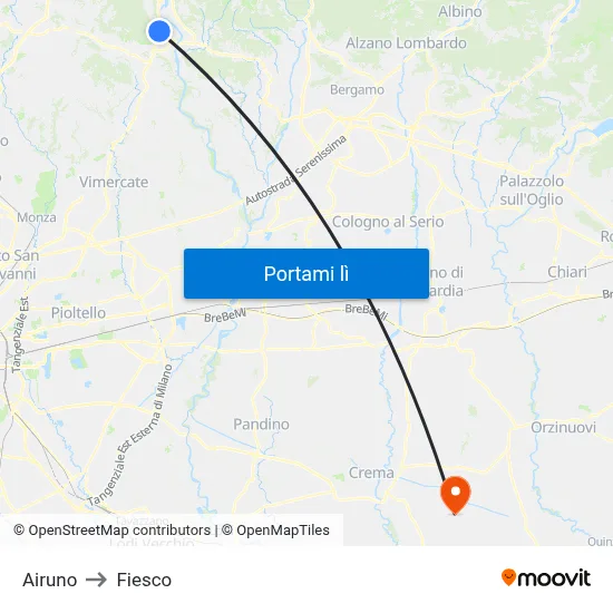 Airuno to Fiesco map