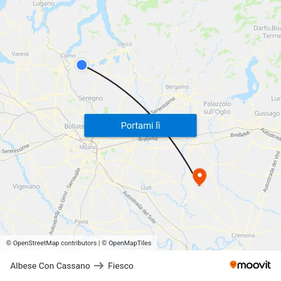 Albese Con Cassano to Fiesco map