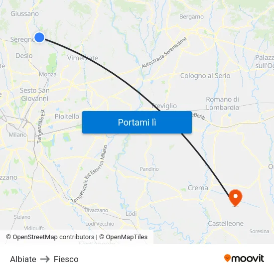 Albiate to Fiesco map