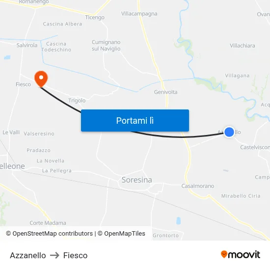 Azzanello to Fiesco map