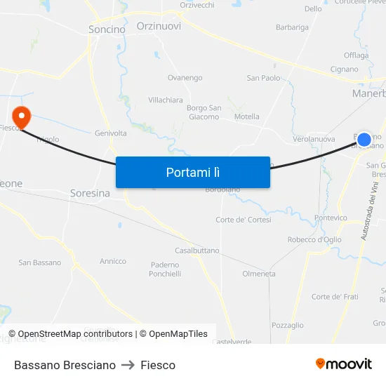 Bassano Bresciano to Fiesco map
