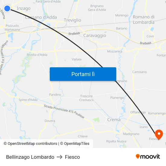 Bellinzago Lombardo to Fiesco map