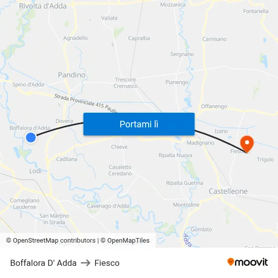 Boffalora D' Adda to Fiesco map