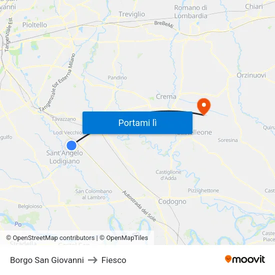 Borgo San Giovanni to Fiesco map