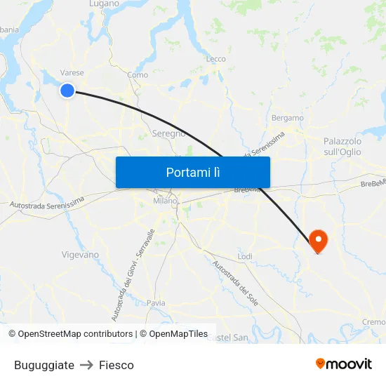 Buguggiate to Fiesco map