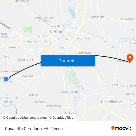 Casaletto Ceredano to Fiesco map