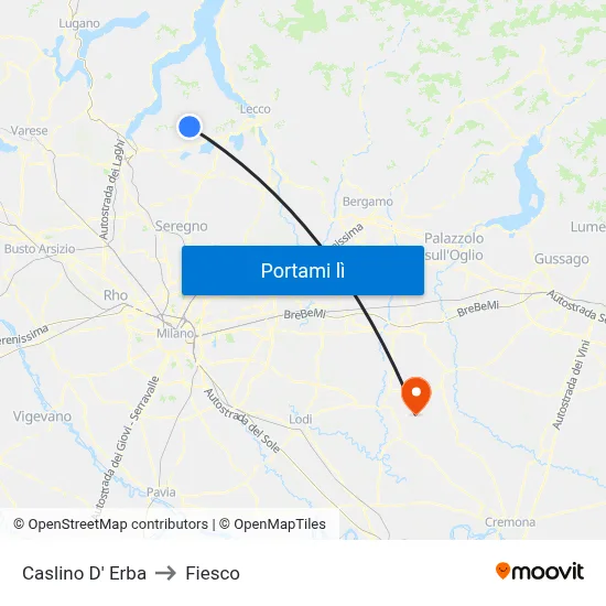 Caslino D' Erba to Fiesco map
