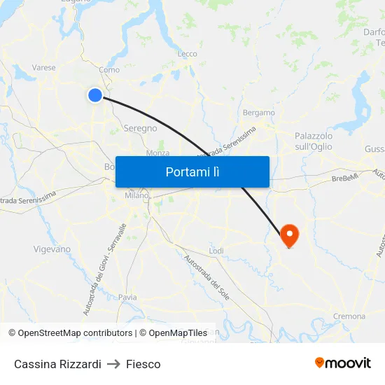 Cassina Rizzardi to Fiesco map