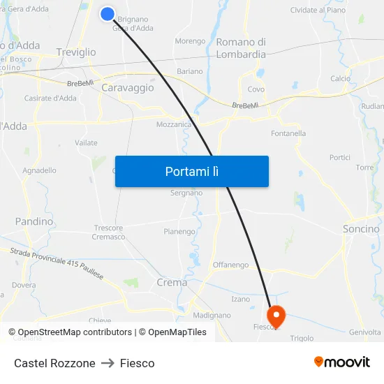 Castel Rozzone to Fiesco map