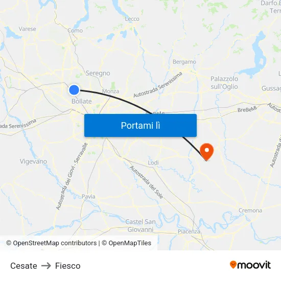 Cesate to Fiesco map