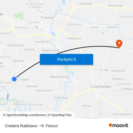 Credera Rubbiano to Fiesco map
