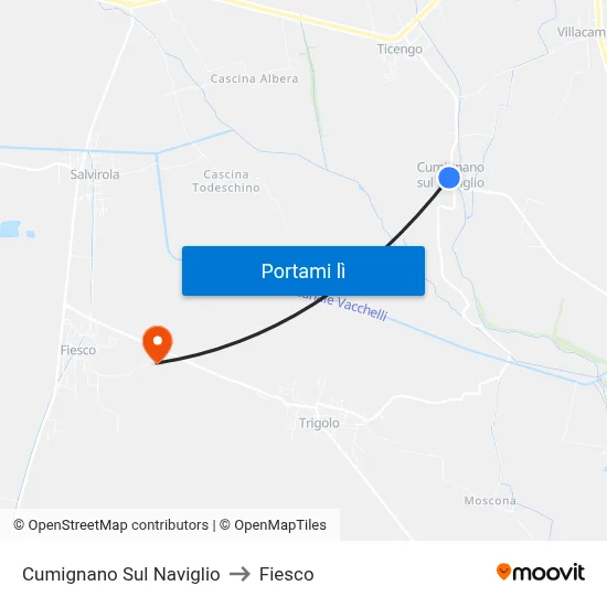 Cumignano Sul Naviglio to Fiesco map