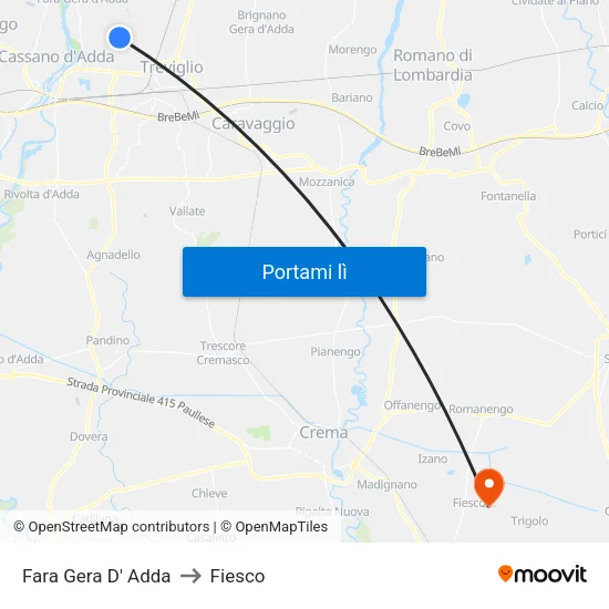 Fara Gera D' Adda to Fiesco map