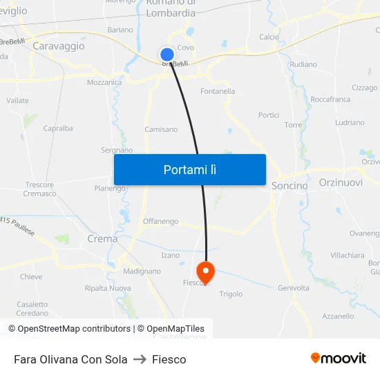 Fara Olivana Con Sola to Fiesco map