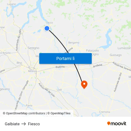 Galbiate to Fiesco map