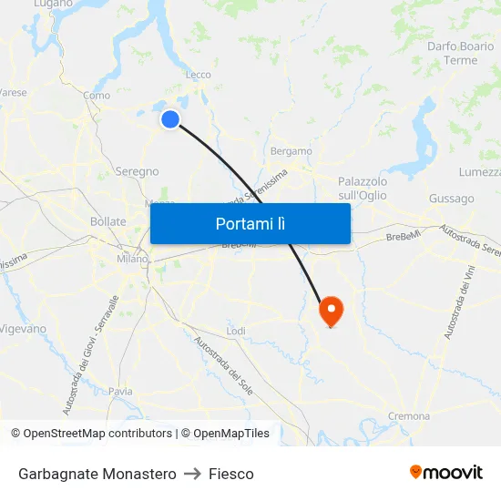 Garbagnate Monastero to Fiesco map