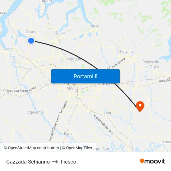 Gazzada Schianno to Fiesco map
