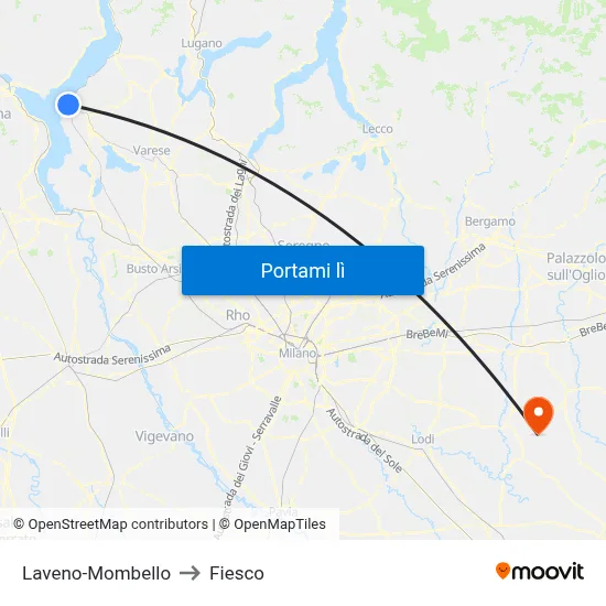 Laveno-Mombello to Fiesco map