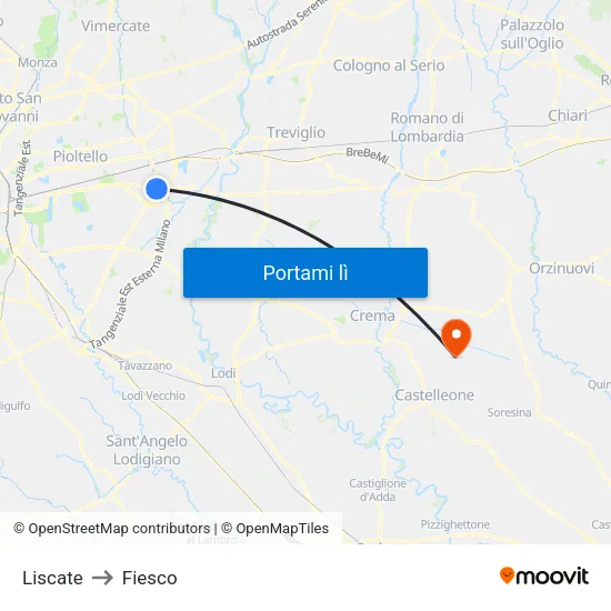 Liscate to Fiesco map