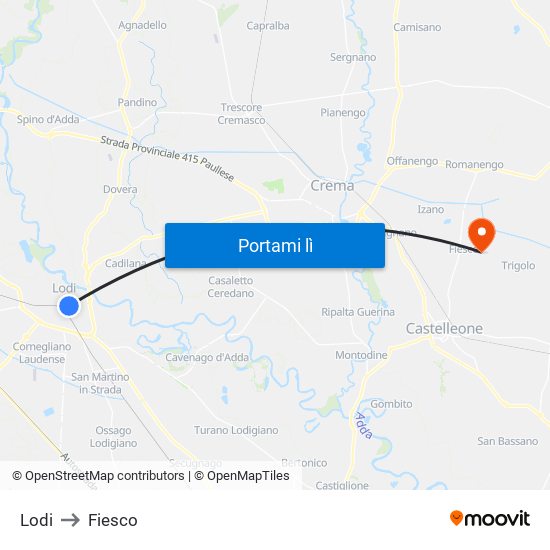 Lodi to Fiesco map