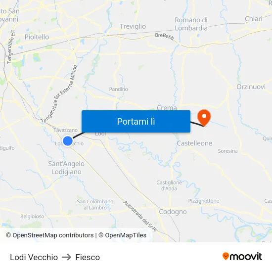 Lodi Vecchio to Fiesco map