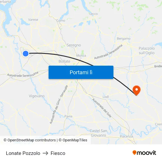 Lonate Pozzolo to Fiesco map