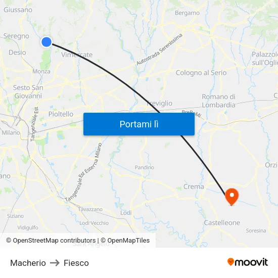 Macherio to Fiesco map