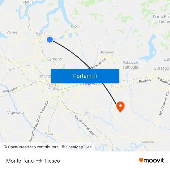 Montorfano to Fiesco map