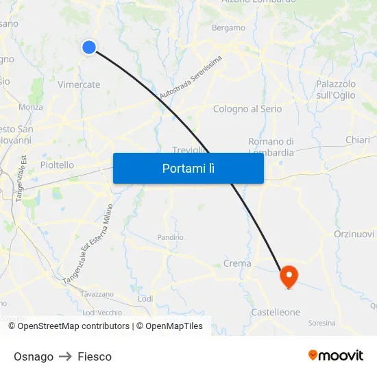 Osnago to Fiesco map