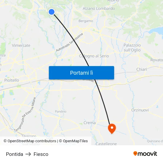 Pontida to Fiesco map