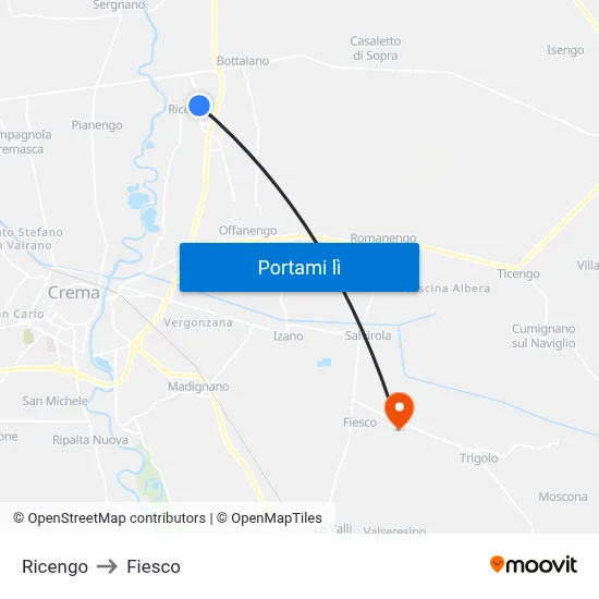 Ricengo to Fiesco map