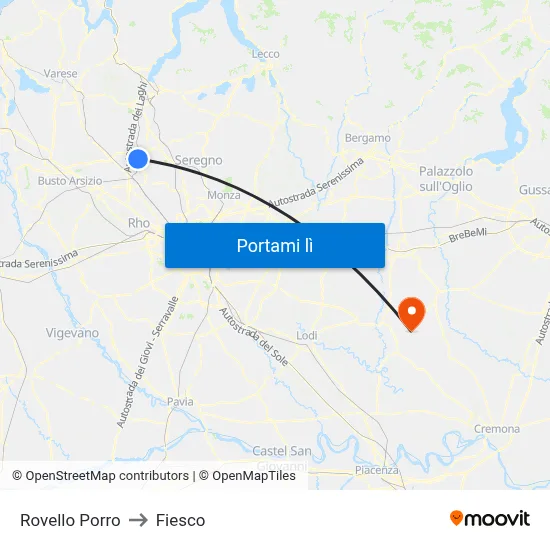 Rovello Porro to Fiesco map