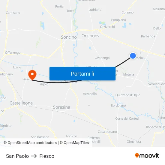 San Paolo to Fiesco map